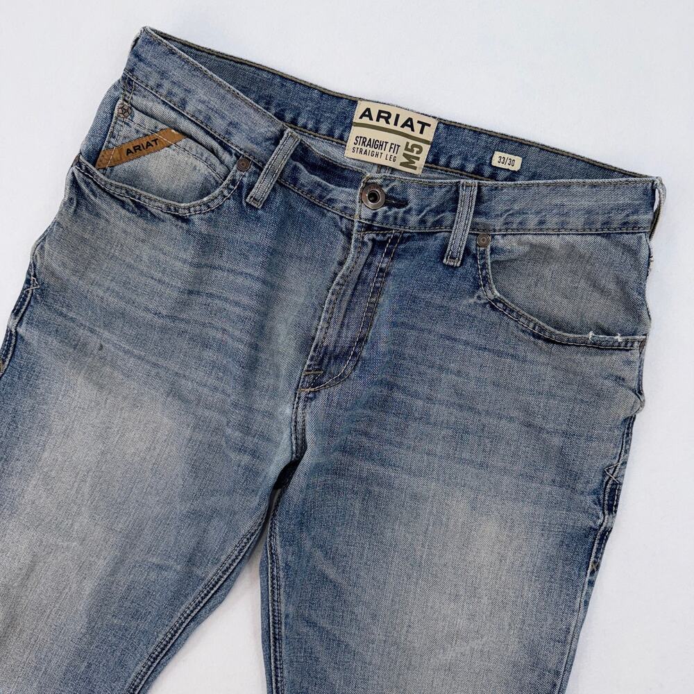 Ariat M5 Men's Blue Wash Straight Leg Denim Jeans Western Workwear Size 33x30 - Picture 3 of 16